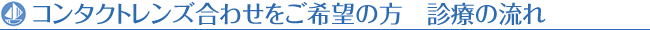 コンタクトレンズ合わせをご希望の方　診療の流れ